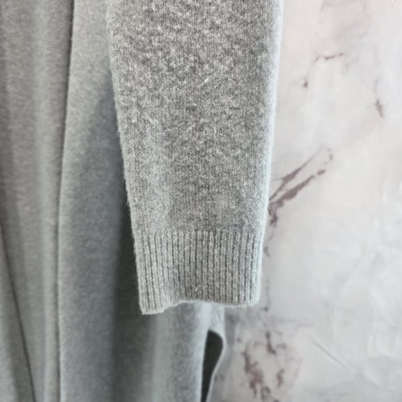White House Black Market Cardigan Womens Large Gray Long Duster Maxi Slits - Picture 4 of 16